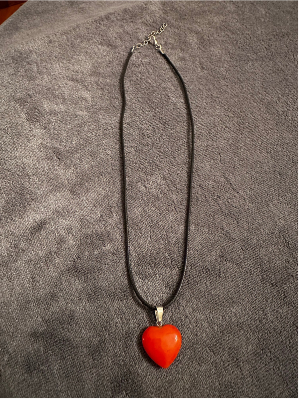 Unbranded Red Heart Pendant & Black Cord Necklace